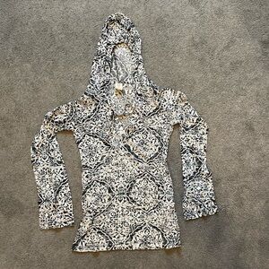 Marika Black and White Hooded Sweatshirt